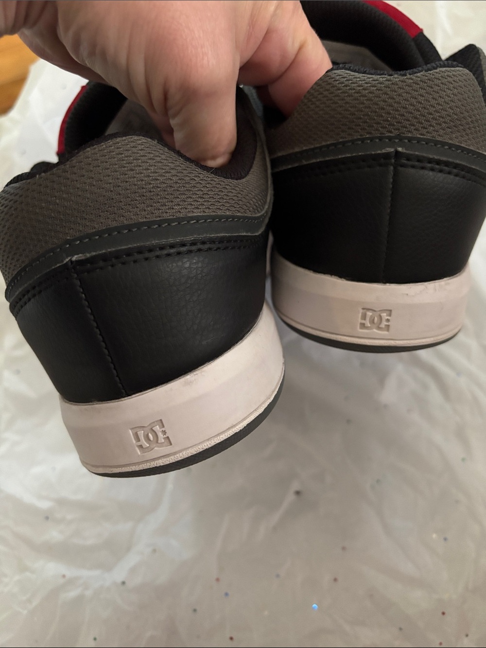 DC Men’s Black, Gray and White Skate Sneakers with Red Logo - Picture 5 of 6